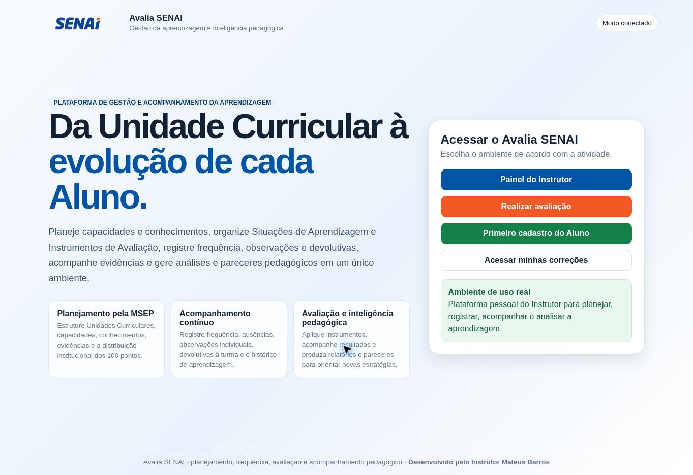 Fluxo de gestão do Avalia SENAI